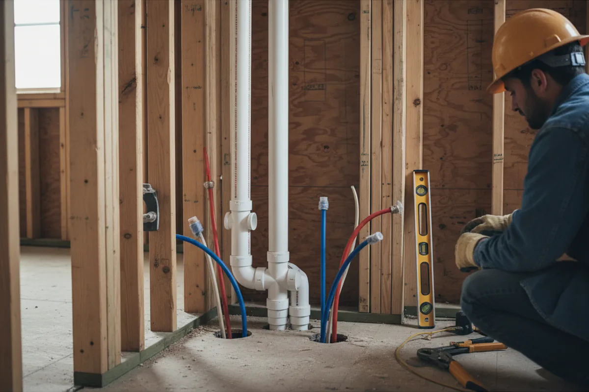 Drain and supply rough-in during Leak Detection in Villa Grande